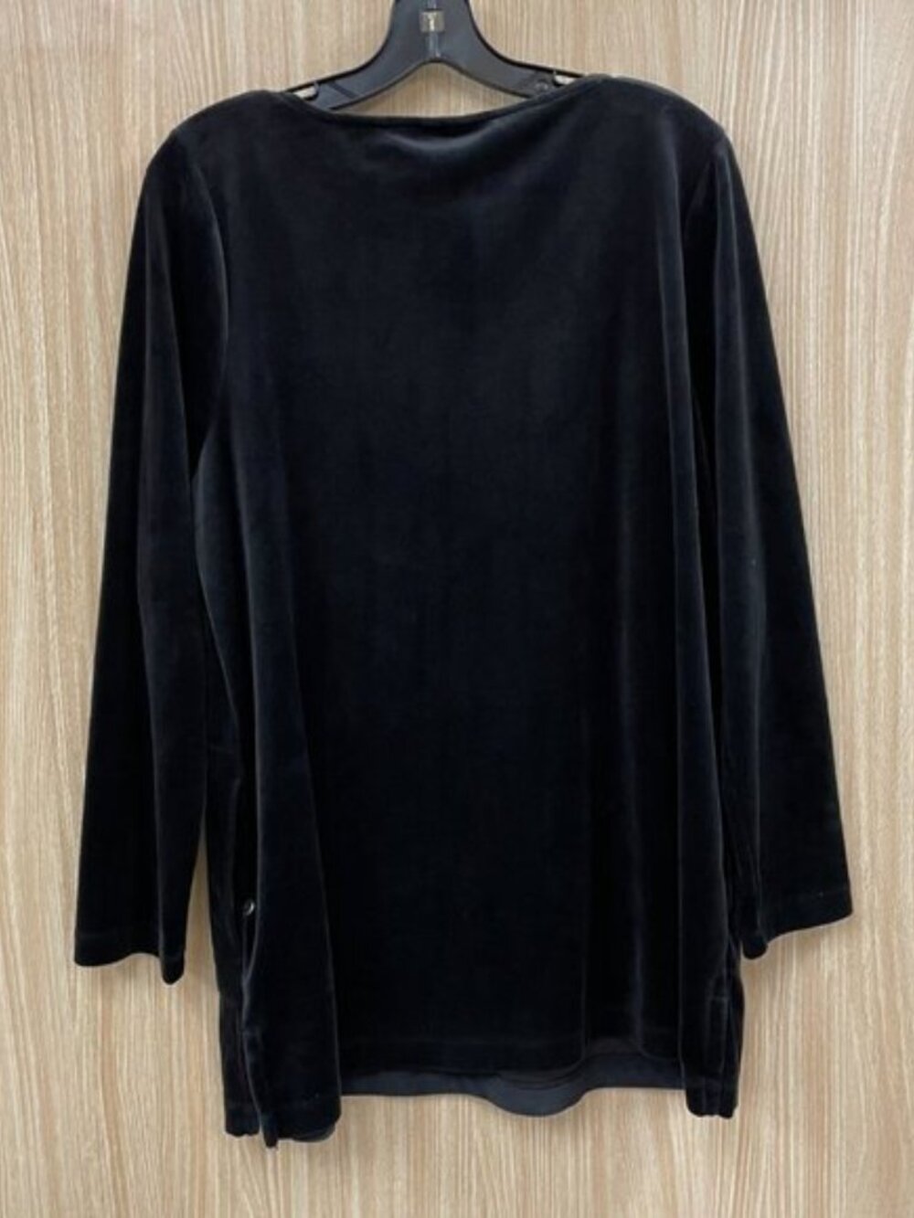 J. Jill Black Velour Tunic Top Size Large - Picture 2 of 6